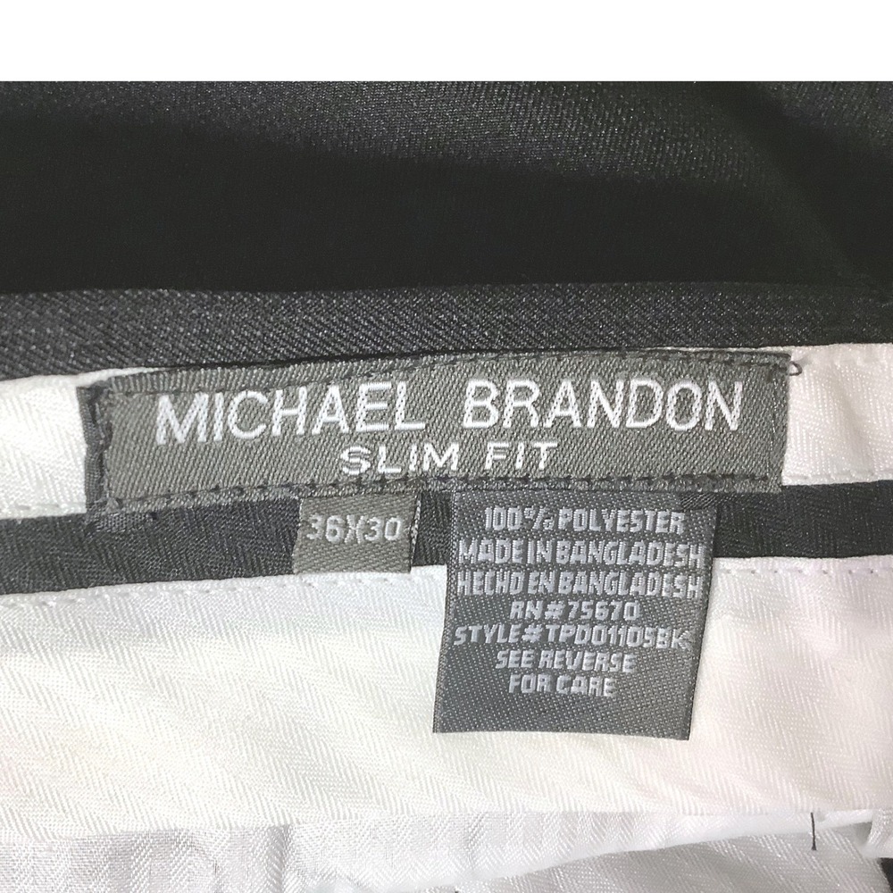 NWOT Michael Brandon Slim Fit Dress Pants Men's 36x30 Black Polyester Business - Picture 3 of 8